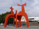 Sculpture Le Halebardier (1971) by Alexander Calder Outside the Sprengel Museum (of modern art), Hannover Germany.